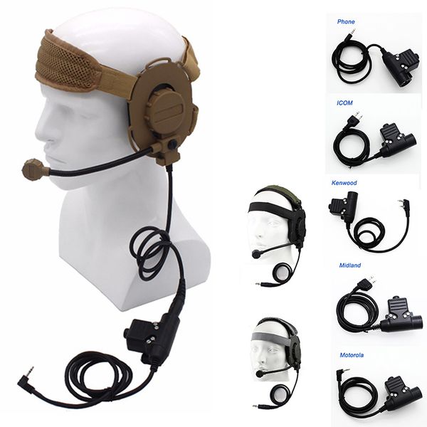 Equipo táctico para exteriores, auriculares para disparar Paintball, auriculares tácticos Airsoft Combat II Z, auriculares tácticos con PTT