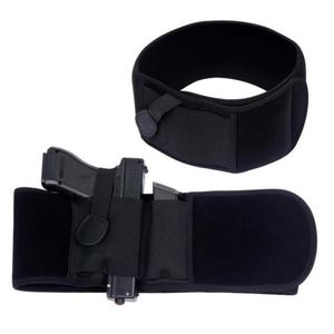 Holster de bande de ventre tactique extérieur universel élastique large ceinture pistolet Holsters taille universelle Glock Magazine Pouch Belts1532957269D