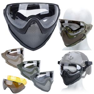 Outdoor Tactical Fast Helm Wing Side Rail Mount Masker Paintball Schieten Gezichtsbescherming Gear met PC Goggles NO03-316