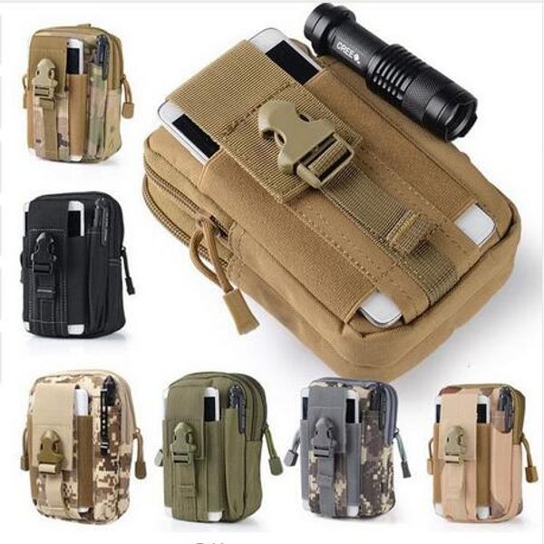 Extérieur Tactique Holster Militaire Taille Ceinture Sac Sport Courir Mobile Téléphone Cas Couverture Molle Pack Bourse Poche Portefeuille avec Fermeture Éclair pour iphone