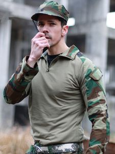Chemises de randonnée à uniforme tactique en plein air Men de la chemise de combat de camouflage militaire de l'armée Airsoft Paintball Long Manche de chasse à manches longues