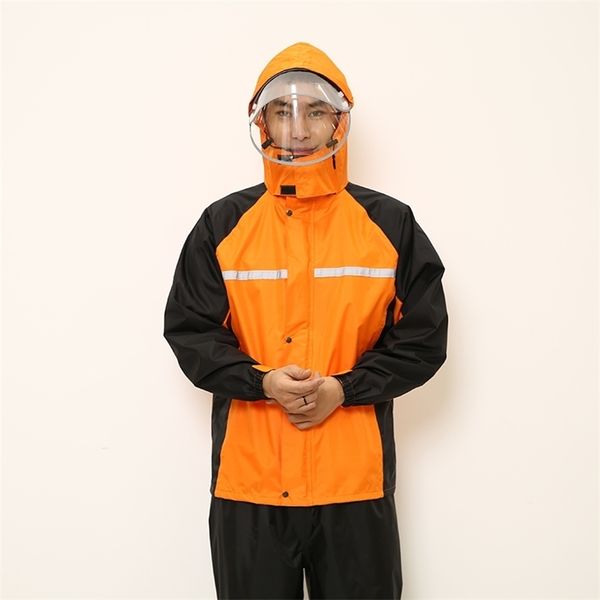 Al aire libre gruesos hombres adultos lluvia pantalones amarillo impermeable viaje impermeable moda impermeable Pioggia motocicleta impermeable conjunto MM60YY 201016