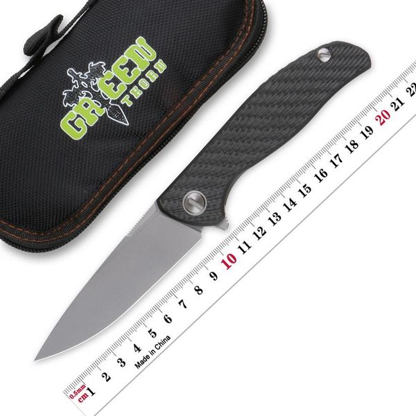 Al aire libre Thorn personalizado F95 HATI TC4 cuchillo carbono 3D mango de titanio verde Camping fruta plegable EDC tácticas herramientas de fibra Wxrfm296z