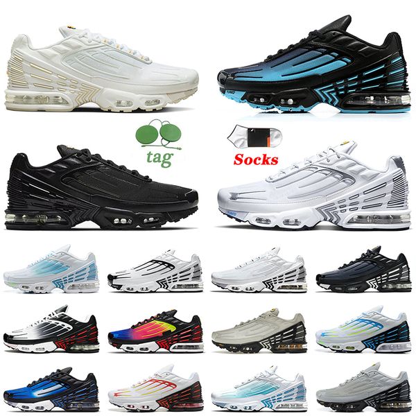 Extérieur tn plus 3 chaussures de course de concepteur réglées iii mails blanc spider-vers-vers unité og noire aqua olive multi-os laser laser bleu baskets tn3 coureurs sportifs baskets