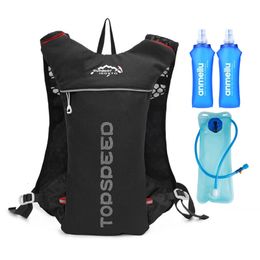 Buiten Trail Running 5L Ultralight Backpack Hydratatie Jogging Vest Mannen Ademend marathon Bicycle Bag Waterfles 500 ml 240416