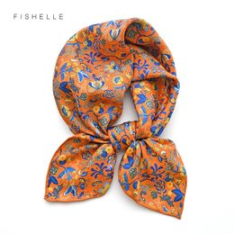 Outdoor Travel 100% Twill Silk Scarf voor vrouwen Drukbloem 65 cm vierkante bandana Foulard Ladies Hair Sjalves Hoofddoek Warp 240423