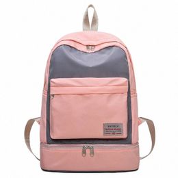 Mochila de viaje al aire libre para mujer, mochila coreana Fi multifuncional, seca y húmeda, para almacenamiento de zapatos Positi, mochila deportiva Fitn c154 #