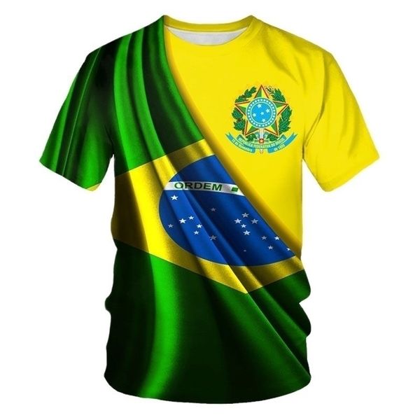 Camisetas al aire libre BRASIL Verano para hombre Brasil Emblema nacional Bandera Imprimir Casual O Cuello suelto Manga corta Ropa de gran tamaño W220923