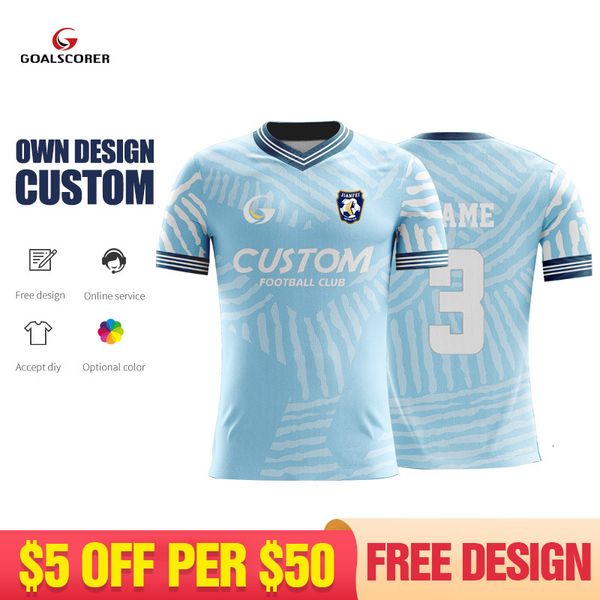 T-shirts d'extérieur personnalisés sublimation complète 100% polyester hommes maille tissu maillot de football chemise respirante chemises de football à manches courtes pour hommes W025 230821