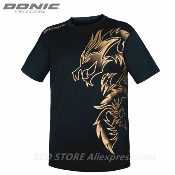 T-shirts d'extérieur DONIC Maillots de tennis de table Formation TShorts Style Dragon Absorber la sueur Confort Top Qualité Ping Pong Chemise Tissu Sportswear 230216