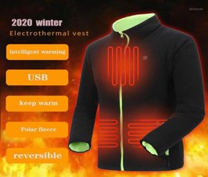 Outdoor T-shirts Groene Jas Mode Winter Rits Dames Thermisch Vest Heren Verwarming Wasbaar Verdikt Omkeerbaar Wandelen Warme Jas18126263
