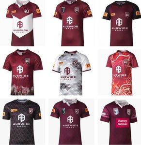 Outdoor T -shirts Harvey Norman Qld Marrons 2023 2024 Rugby Jersey Australië Australië Queensland State of Origin NSW Blues Home Training Shirt