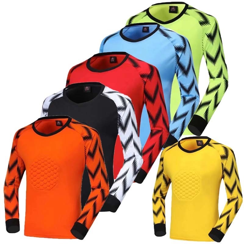 Açık Tişörtleri Erkek Çocuk Futbol Uzun Kollu Kaleci Üniformaları Spor Eğitimi Nefes Üst Futbol Kaleci Forması Kiti 221102