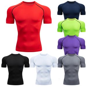 T-shirts d'extérieur T-shirts de compression pour hommes T-shirts de football à séchage rapide Fitness Vêtements de sport serrés Gym Sport Chemise à manches courtes respirant 230425