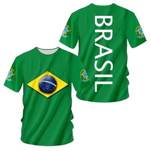 T-shirts d'extérieur T-shirt pour hommes Brasil emblème national imprimé col rond à manches courtes mode cool streetwear grande taille t-shirt en vrac personnaliser W220923