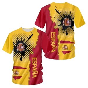 T-shirts d'extérieur espagne été hommes emblème National haut imprimé col rond manches courtes grande taille vêtements chemise W220923