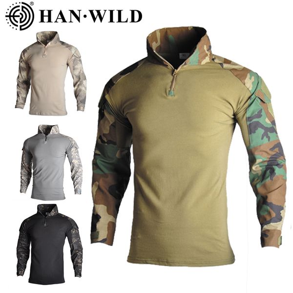 Camisetas al aire libre Camuflaje táctico Hombres militares Multicam Ejército de EE. UU. Combate Asalto Camo Militar Uniforme Airsoft Transpirable Senderismo Camisa de pesca 221128