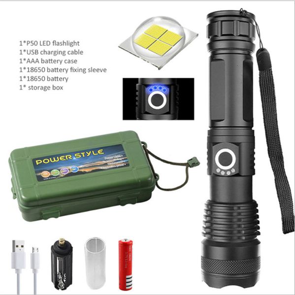 Uso al aire libre Zoomable Impermeable Led Linterna de alta potencia