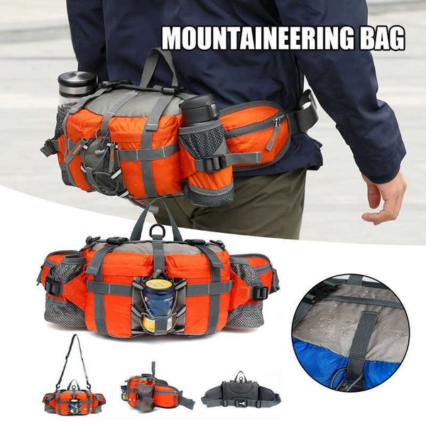 Sac de taille en plein air sac banane multifonctionnel étanche avec porte-bouteille pour hommes femmes randonnée pêche alpinisme MC889 Q0721