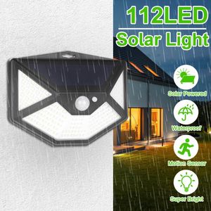 Buiten wandlampen 112 LED PIR Bewegingssensor Licht Zoning Power Waterdicht Gardenlamp Zonlichtstraat voor Decoratie 2023