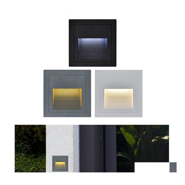 Lampes murales extérieures 3W LED coin lumière Ip65 aluminium étanche avec boîte intégrée pour escaliers étape/foyer jardin maison livraison directe Li Otzn0