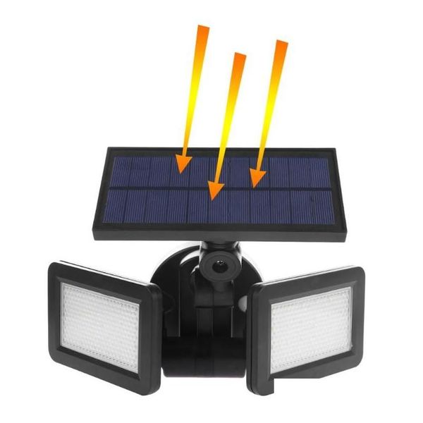 Lámparas de pared al aire libre 48leds doble cabeza luz solar sensor de radar proyector impermeable jardín súper brillante patio inundación lámpara LED gota entregar dh8tr