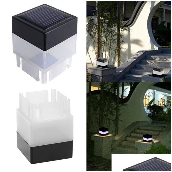 Lámparas de pared al aire libre LED Luz solar Post Cap Valla Lámpara cuadrada Iluminación impermeable para el patio delantero Piscina Jardín Puerta Landsca Residente Dro DH63P