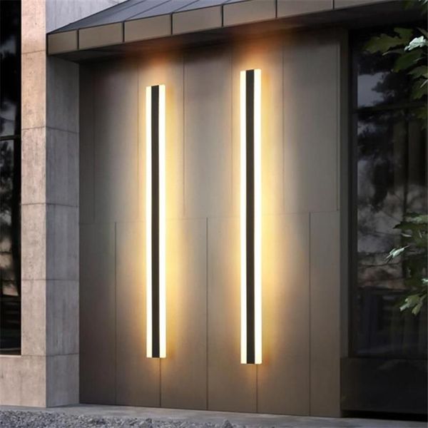 Lampes murales extérieures longue bande lampe à LED étanche lumière linéaire Villa jardin pilier porche couloir avant porte 268f