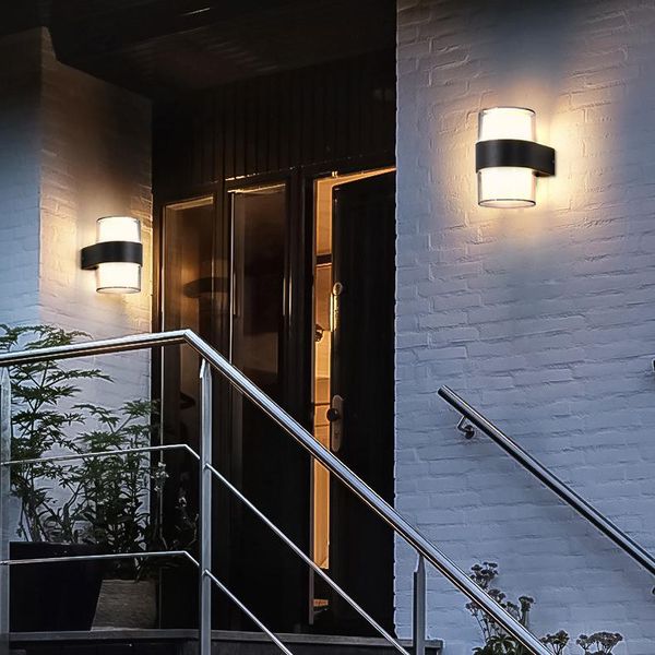 Lámparas de pared para exteriores, candelabro moderno con Sensor inteligente de doble cabezal, impermeable para interiores, para patio, Villa, pasillo y baño