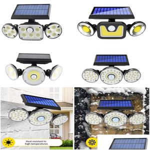 Lampes murales extérieures Lampe solaire avec capteur de mouvement 3 modes de sécurité lumières sans fil 70 LED projecteur étanche adapté au garage AIS Dh2Jk