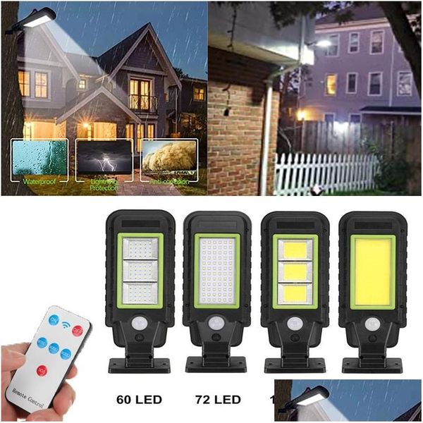Lámparas de pared al aire libre Lámpara de calle solar Sensor de movimiento inalámbrico Luz de seguridad con 3 modos de iluminación adecuados para jardines Calles Courtyar Dhxec