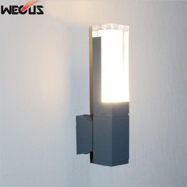 Lámparas de pared para exteriores (WECUS) Moderna luz LED de aluminio fundido a presión Lámpara impermeable IP54 AC 85-265V Iluminación de porche