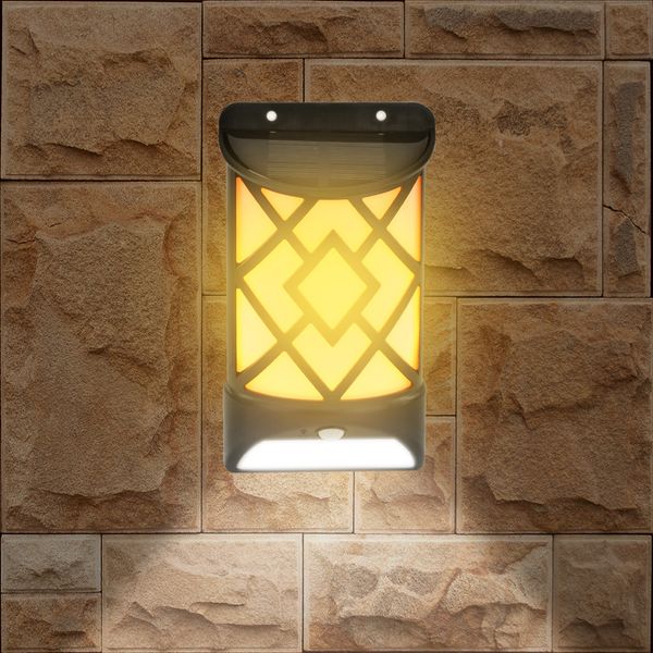 Accesorio de iluminación de pared para exteriores, luz solar de llama parpadeante con luz nocturna resistente al agua para jardín, patio, pared, valla, puerta, patio trasero