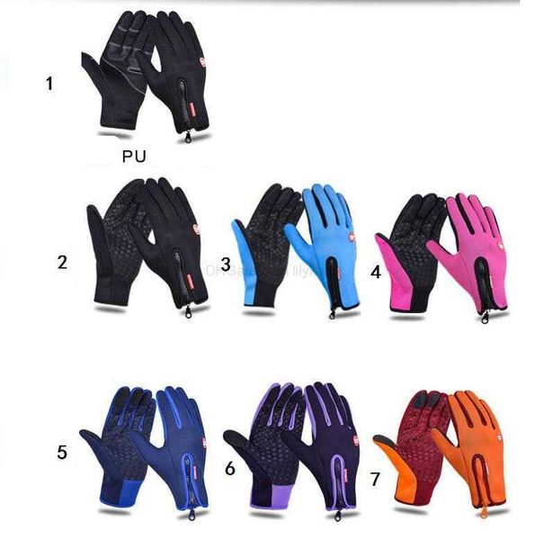 Guantes de dedo completo cálidos para exteriores, guantes de pantalla táctil capacitiva de lana polar para teléfono móvil inteligente, guantes de esquí impermeables para bicicleta de invierno