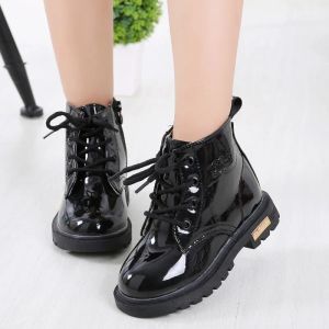 Bottes de neige chaudes d'extérieur pour enfants, bottines modernes pour filles, antidérapantes, en cuir PU, bottes de printemps pour bébés garçons, chaussures à la mode pour enfants