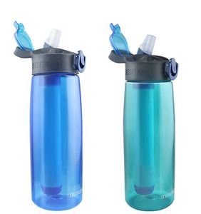 Buitenwaterfilterfles draagbare zuiveraar 0.65L voor kamperen reiswandelende backpacken Survival Emergency Lekproof BPA gratis
