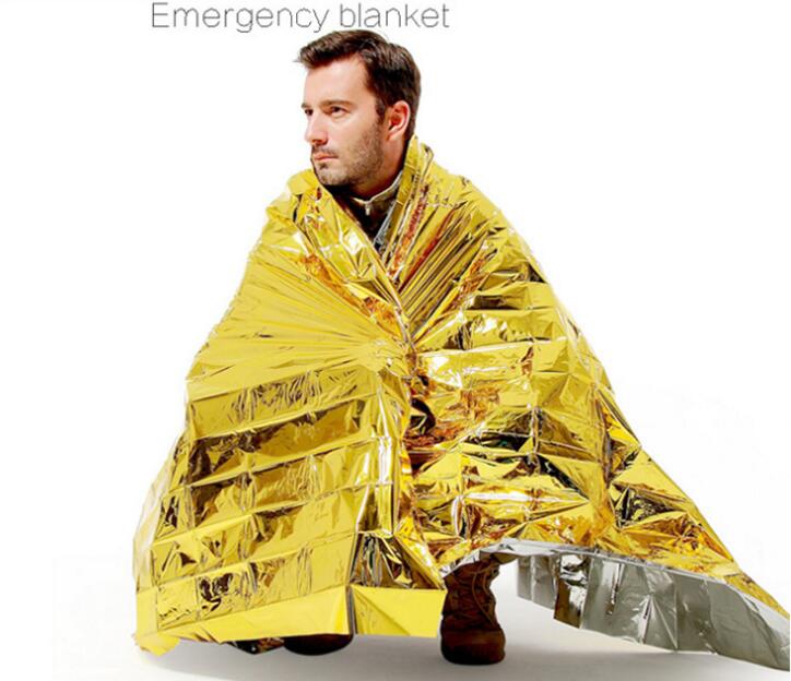 屋外ウォータープルーフ緊急生存救助毛布箔熱スペース応急処置スライバーレスキューカーテンミリタリーブランケットホットセル