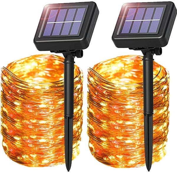 Exterior impermeable 350LED Solar String Light Led 8 modos Navidad Halloween Solar Garden Led String Lights para decoración de vacaciones 220408