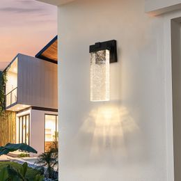 Iluminación de jardín Lámpara de pared de cristal LED transparente impermeable para exteriores (paquete de 2)