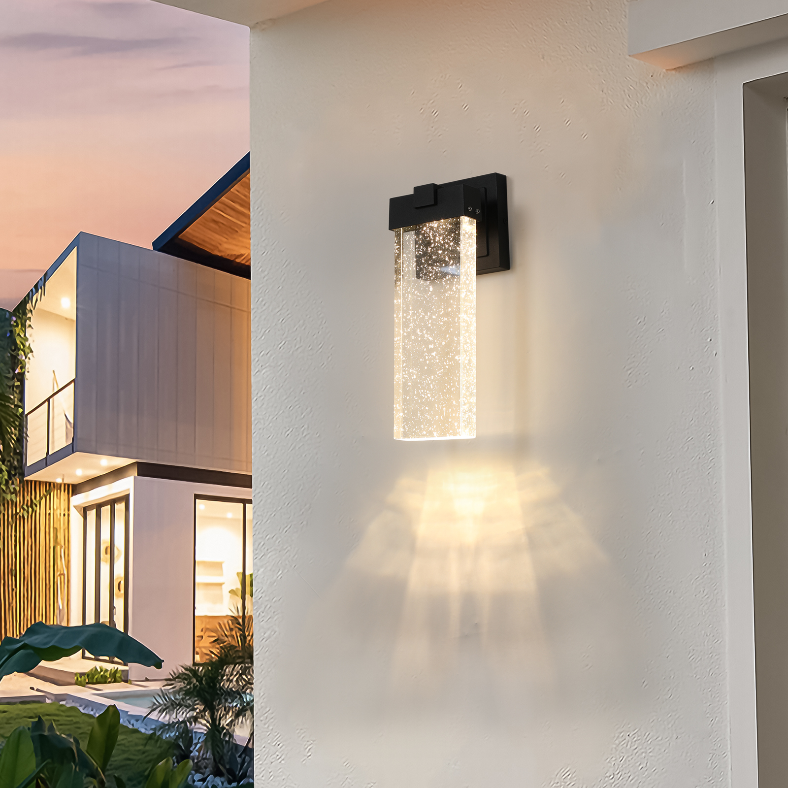 Garden lighting Outdoor Waterproof Transparent LED Crystal Wall Lamp(2 pack)