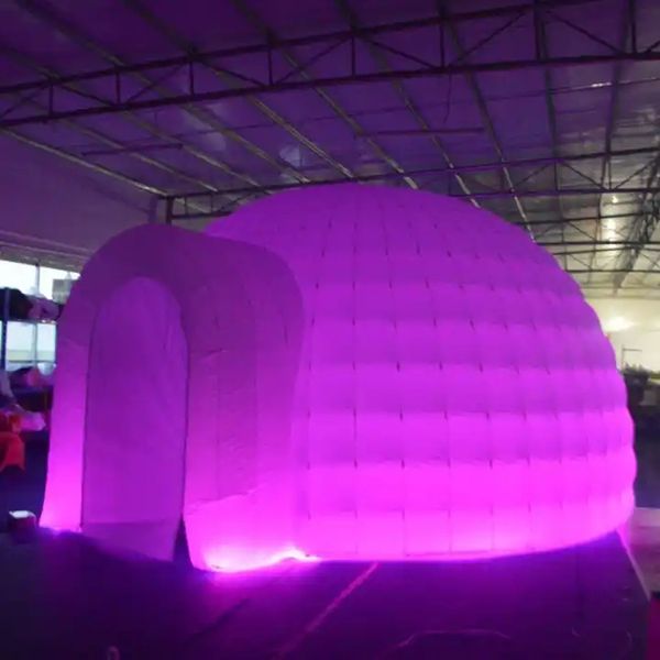 Tente gonflable blanche extérieure de dôme d'igloo avec le chapiteau géant d'éclairage mené pour l'exposition d'événement de partie en vente