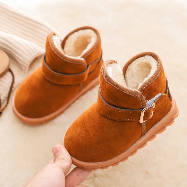 En plein air hiver nouveau épais chaud en peluche enfants bottes garçons filles doux antidérapant en caoutchouc semelle longue en peluche enfants chaussures neige bottes bébé chaussures