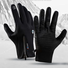 Outdoor Winter Sport Rijden Warm Handschoen Touchscreen Mannen en Dames Winddicht Waterdichte Full-Finger Fleece Sports Rits Ski Handschoenen