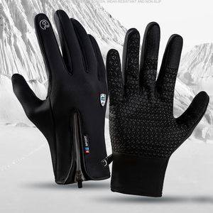 Outdoor winter Sport riding warm glove touch screen men and women windproof waterproof full-finger fleece sports zipper ski gloves