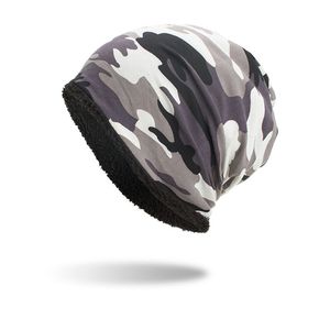 Gorro cálido de invierno para exteriores, gorro de camuflaje holgado para hombre, gorros de esquí de punto de camuflaje de algodón Unisex