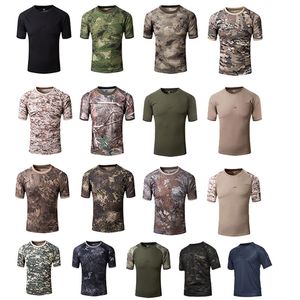 Buiten Tactical Quick Dry Dry Camouflage T-shirt Woodland Jacht schiet shirt gevechtskleding uniform BDU Army Combat Clothing No05-107