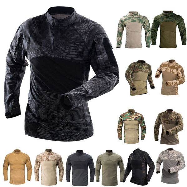 Camiseta de camuflaje táctico al aire libre, caza en el bosque, tiro, vestido de batalla de EE. UU., uniforme, ropa de combate del ejército BDU, camisa de camuflaje NO05-013