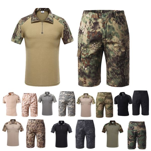 Conjunto de camisa y pantalones cortos de camuflaje para exteriores, uniforme de batalla, conjunto táctico BDU, ropa de combate del ejército, NO05-012