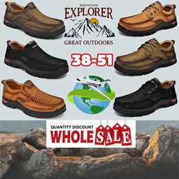 Outdoors Runners Mans Trainers Sport Sneaker Designer Shoes Leather Mountains Antiderrapante e resistente ao desgaste Respiração e suor absorvendo tamanhos grandes 38-51