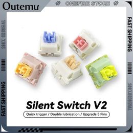 Outemu Silent Peach V2 Interruptor de interruptor de limón V2 para teclado mecánico Táctil lineal 5 pines Switch Lubed Swappable 240429